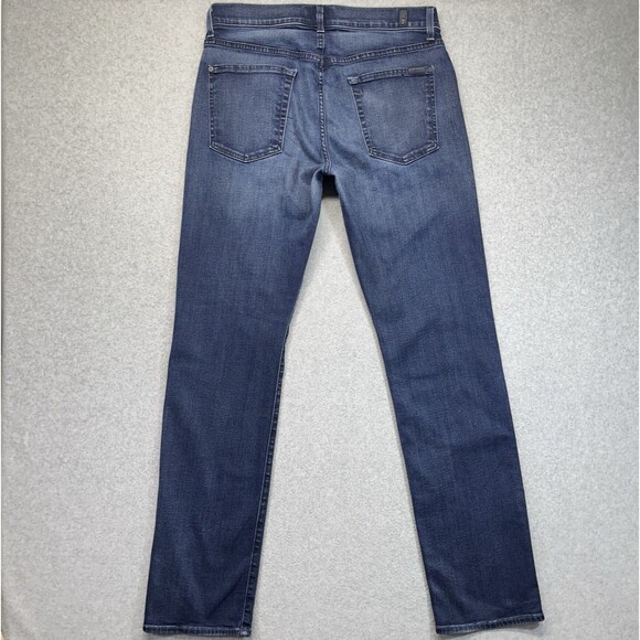 7 For All Mankind The Straight Jeans Men’s 32 Dark Wash Luxe Performance - Picture 8 of 16